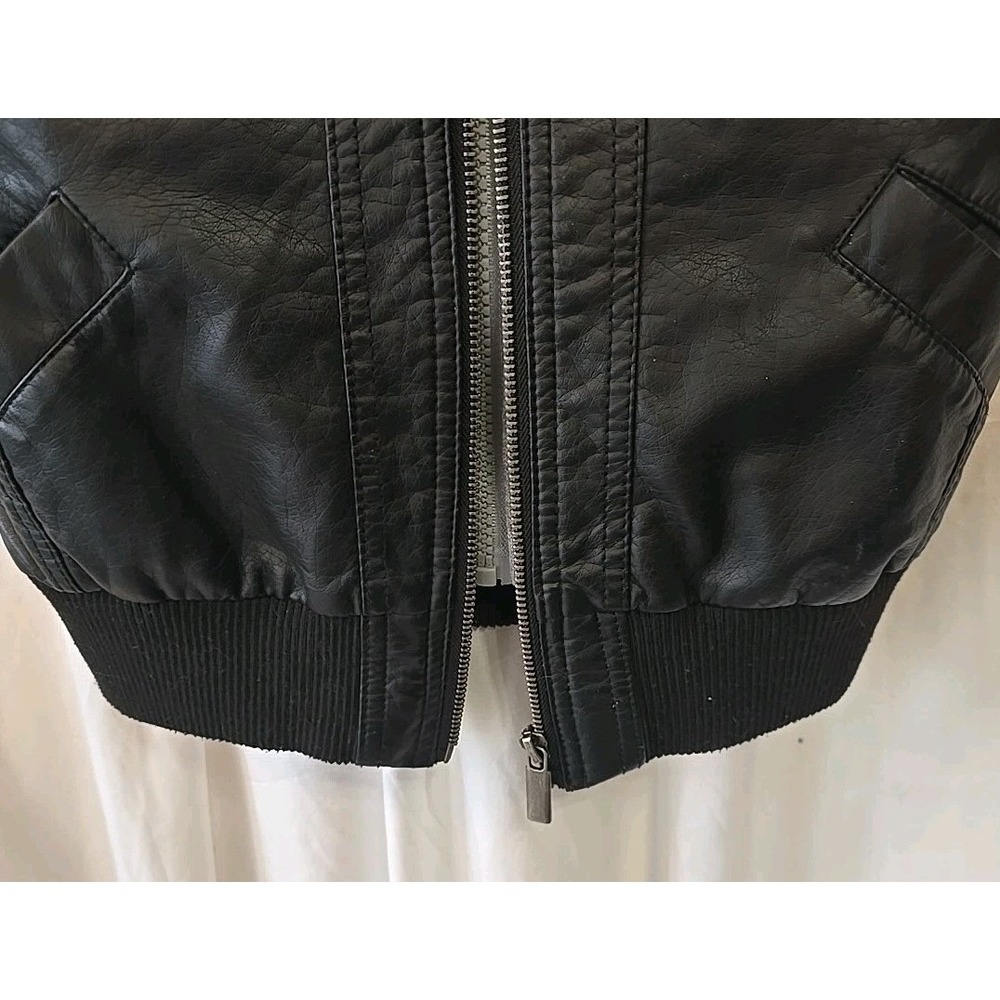 Vanity Hooded Leather Look Double Zip‎ Vest Black/gray Juniors/teens M Y2K 90s - Picture 3 of 14